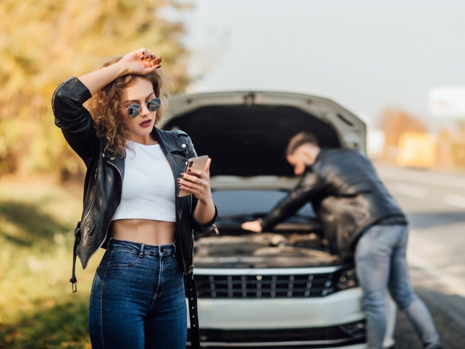 couple who are in need of roadside assistance