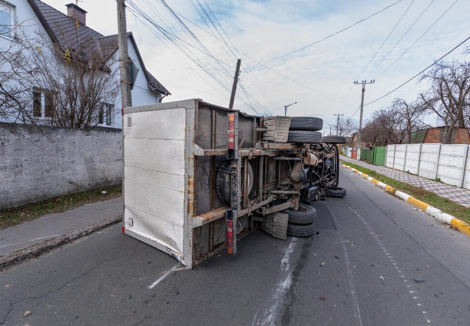 truck that fell to its side